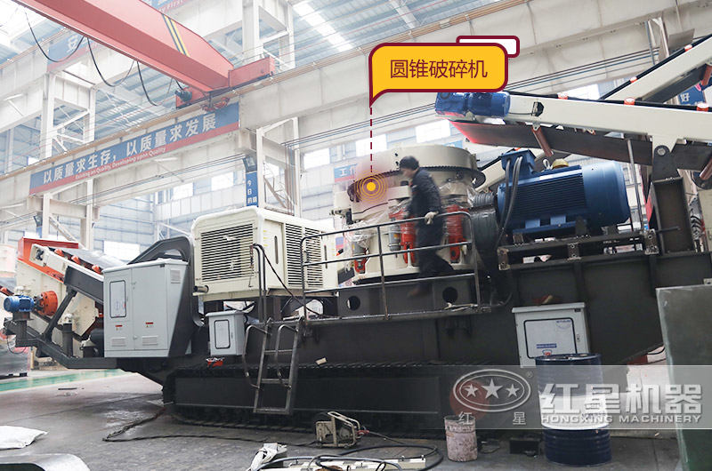 流動磕沙機:配圓錐破碎機 流動磕沙機:配圓錐破碎機