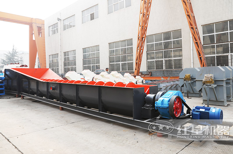 螺旋洗砂機，占地面積較大